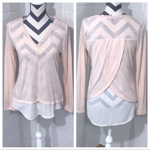 WHBM BURNOUT PINK & WHITE TULIP BACK T-Shirt, S